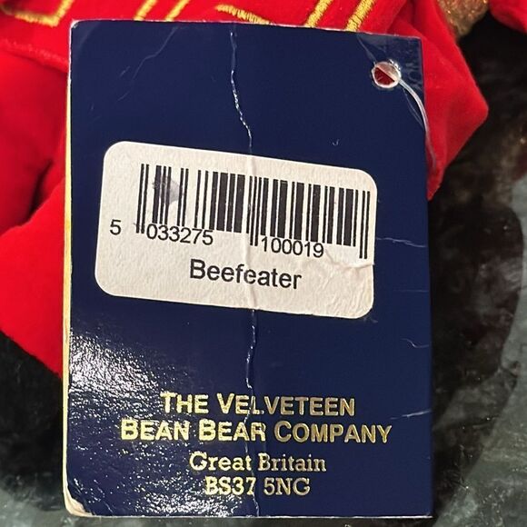 Vtg Velveteen Bean bear 8" Palace Yeoman Tower London Guard Beefeater GB UK - Picture 8 of 8